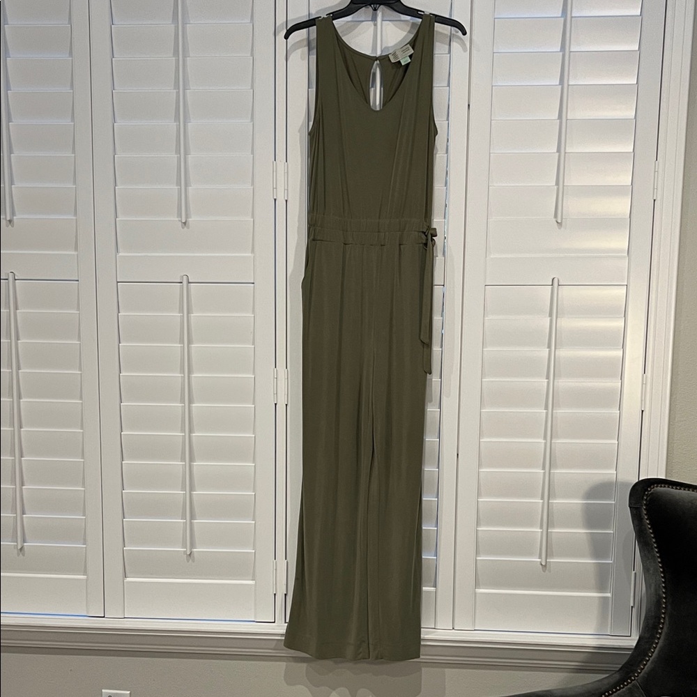 Anthropologie olive green jumpsuit